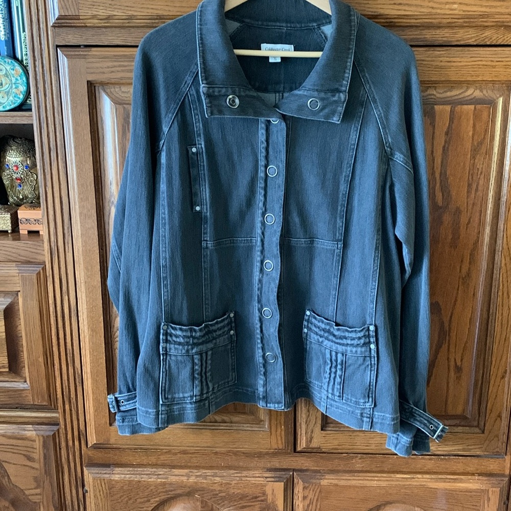Coldwater Creek black denim jean jacket.  XL